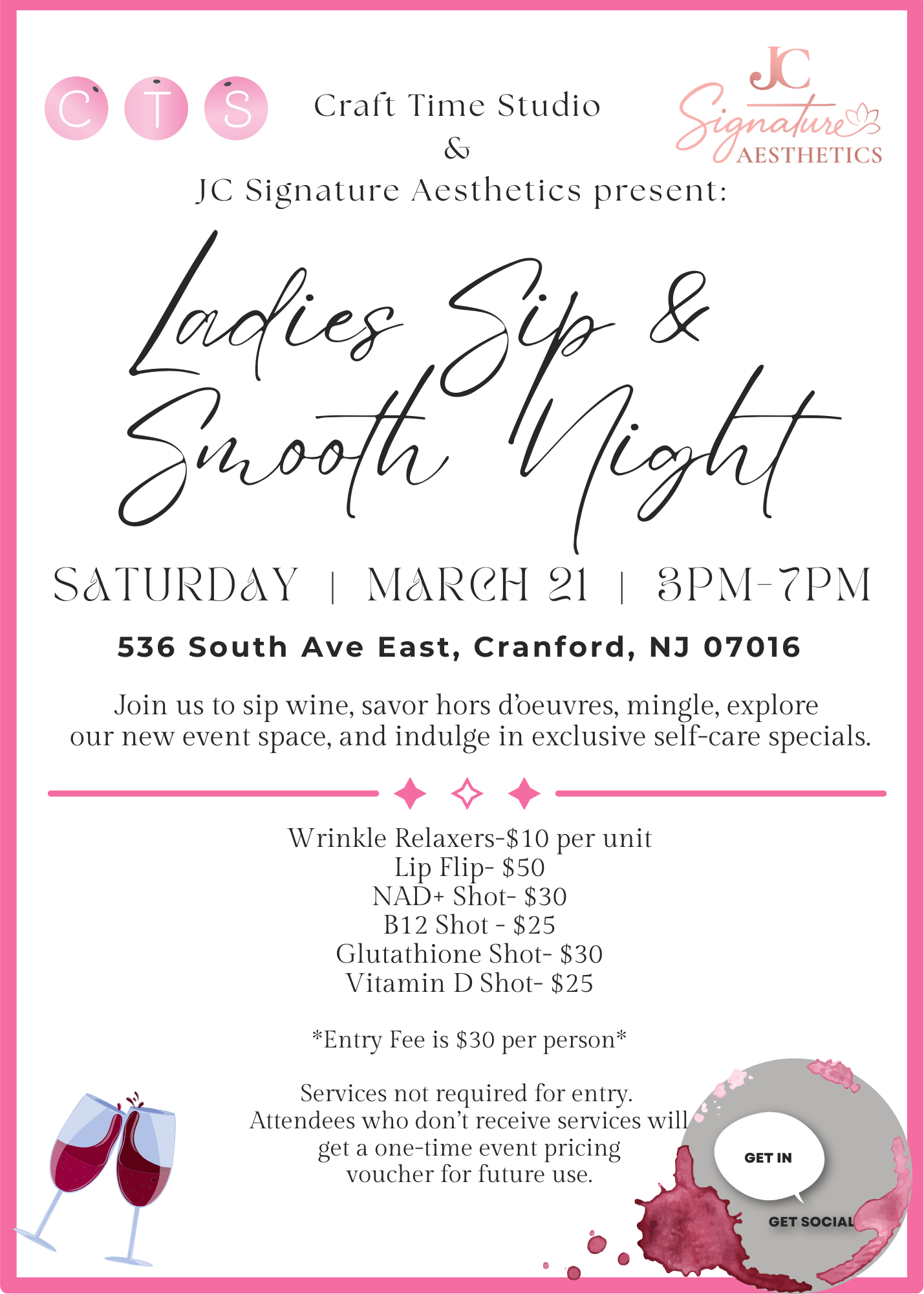 Ladies Sip & Smooth Botox Night-March 21st ** Please read description below**