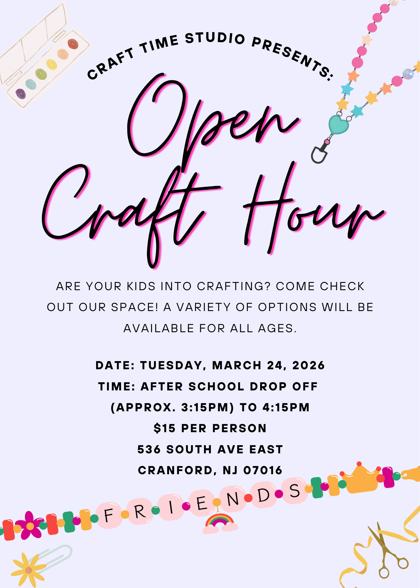 Open Craft Hour at CTS (All Ages) March 24th