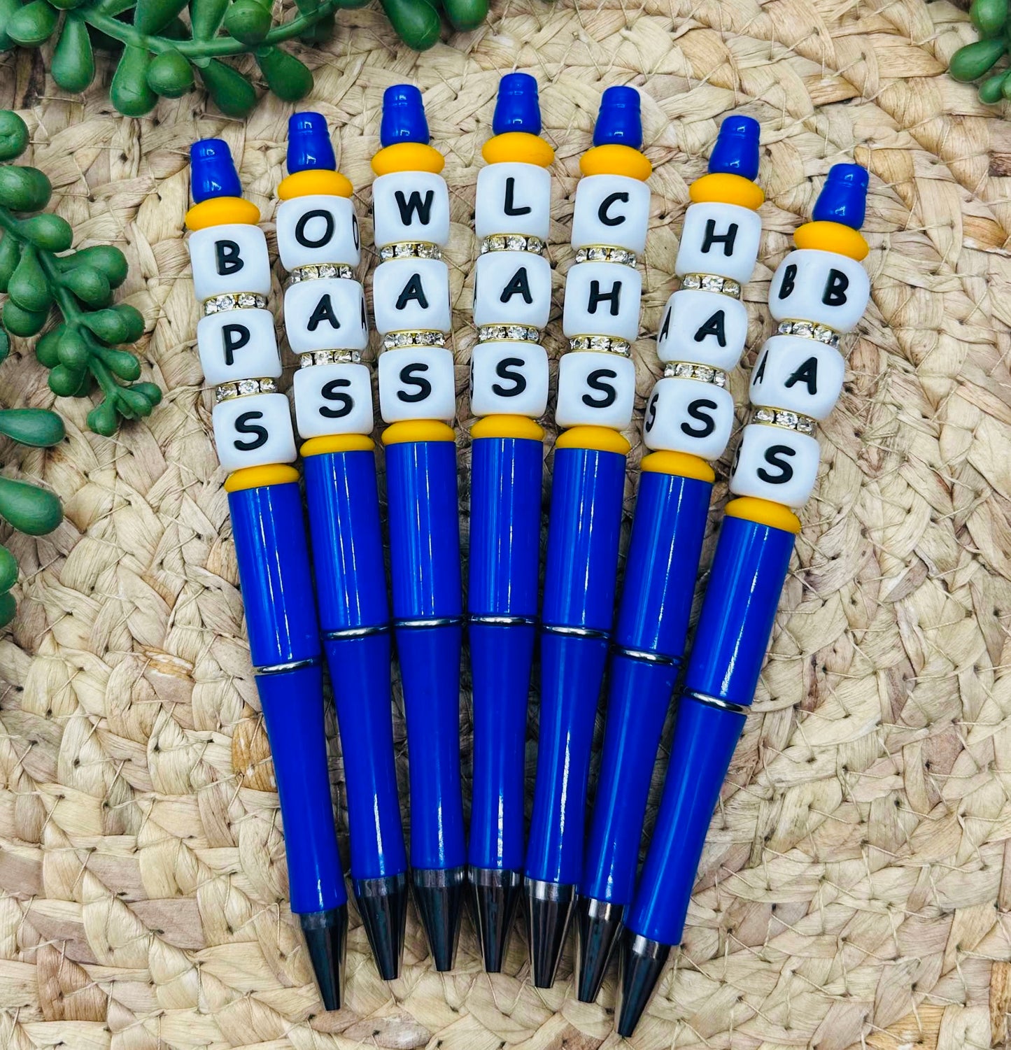 Pen- BLING Blue School Initials