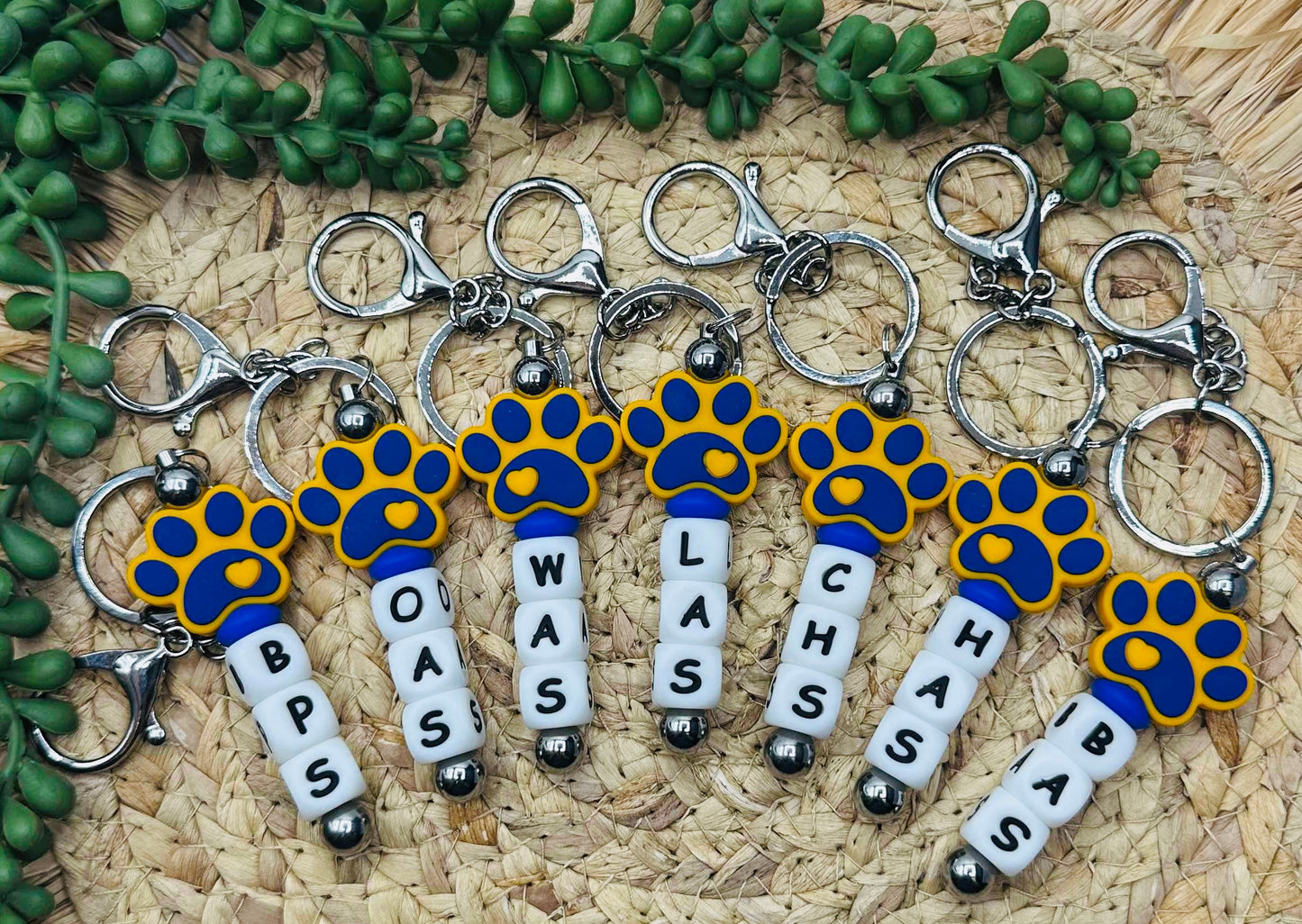 Key Chain- Paw Print School Initials