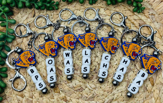 Key Chain- BLING Cougar School Initials